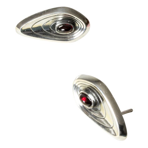 Silver and Garnet Earrings from Sven-Arne Gillgren, 1960s For Sale