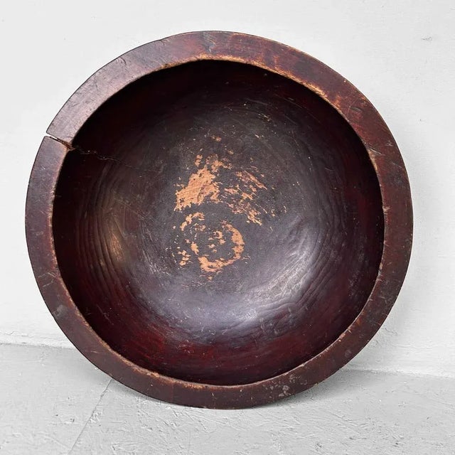 Beautiful wooden dough bowl from Japan, carved from a single piece of wood, Meiji period, Japan. The organic bowl has a...