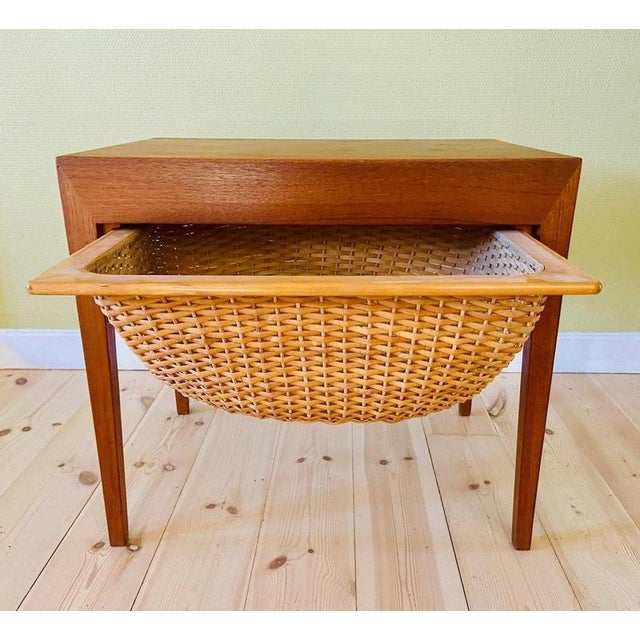 Vintage Danish Teak Sewing Table by Severin Hansen Jr. for Haslev Møbelfabrik, 1960s For Sale - Image 9 of 18