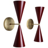 Image of Tuxedo Wall Sconce in Brass + Blood Red Enamel by Blueprint Lighting For Sale