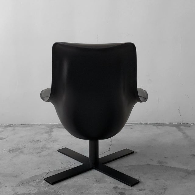 B & B Italia Black Leather Mart Swivel Chair | Chairish