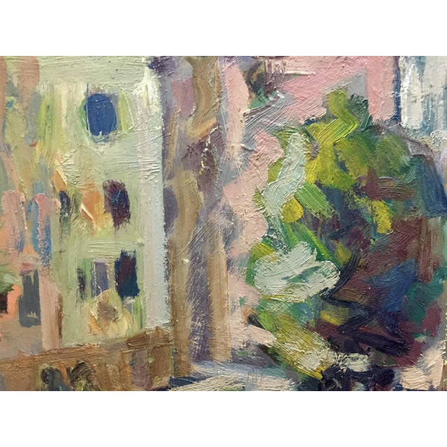 Impressionist 1970s Oil Painting City Landscape For Sale - Image 3 of 10