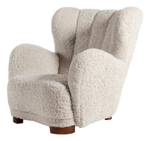 Large Art Deco Danish Lounge Chair in Sheepskin in the style of Fritz Hansen, 1930s