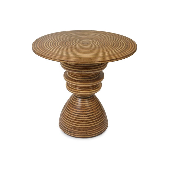 The Cobo Side Table showcases Oggetti's Showtime veneer, a combination of rattan strips and coconut twigs inlaid side by...