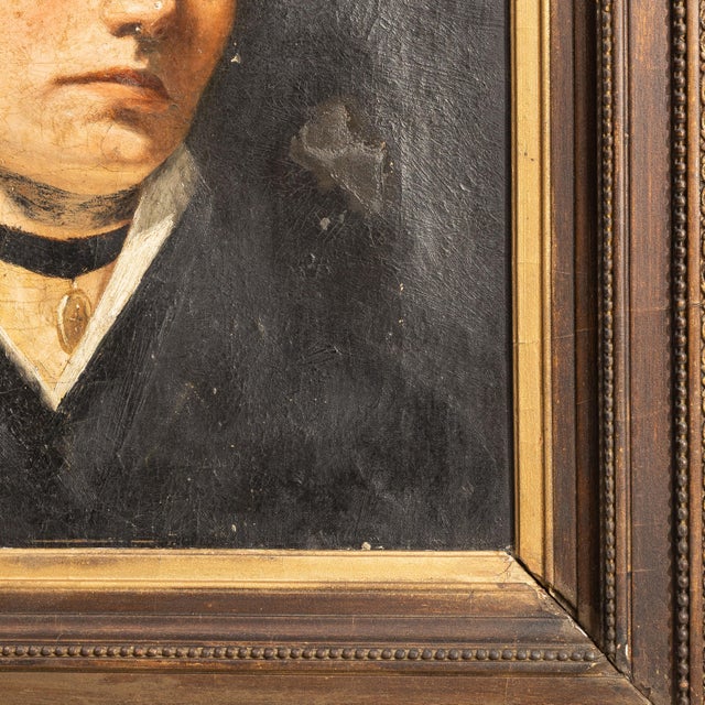 French 19th Century France Brown Canvas Painting For Sale - Image 3 of 15