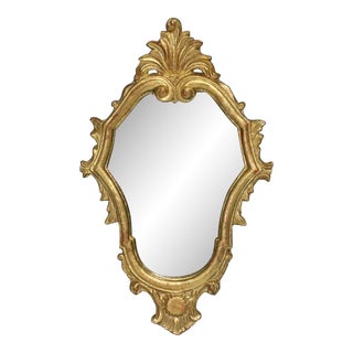 Small Antique Italian Neoclassic Carved Gilt Wood Acanthus Accent Mirror, Early 20th. Century For Sale