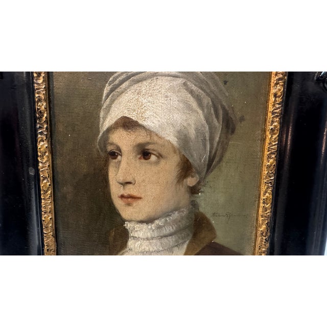 Wilhelm Von Kaulbach, Lady's Biedermeier Portrait, 1800s, Oil on Canvas, Framed For Sale - Image 8 of 11