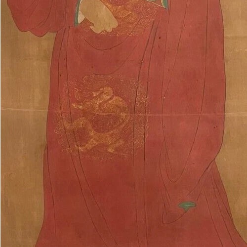 Chinese Large 19th Century Chinese Emperor Gaozu of Tang Dynasty Framed Painted Silk For Sale - Image 3 of 10