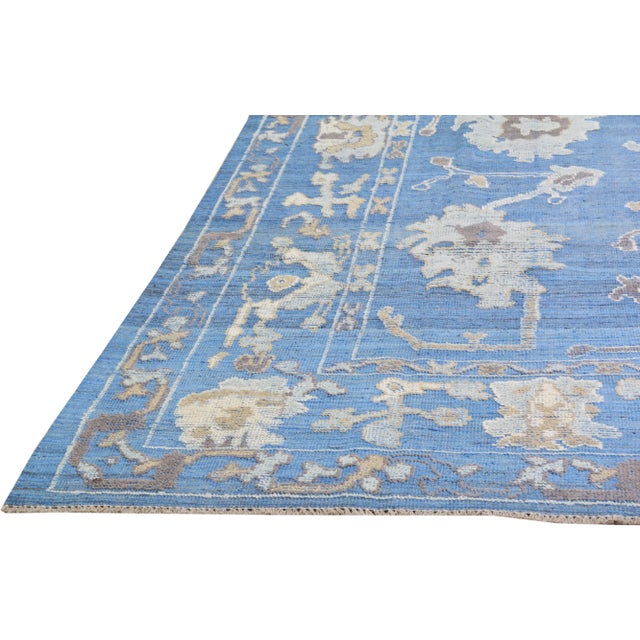 1980s 1980s Turkish Oushak Hand Knotted Rug With Organic Wool and Soft Texture,9'X12' For Sale - Image 5 of 7