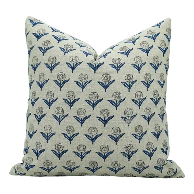 Fabdivine Hand-Block Printed Decorative Cushion Cover 18x18 Inch- Genda Pushp For Sale