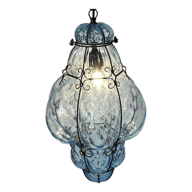 Blu Sky Bubble Pendant in Murano Glass, 1980s For Sale