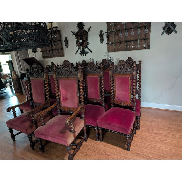 Early 1900s Set of 6 Renaissance Dining Chairs For Sale In Tampa - Image 6 of 12