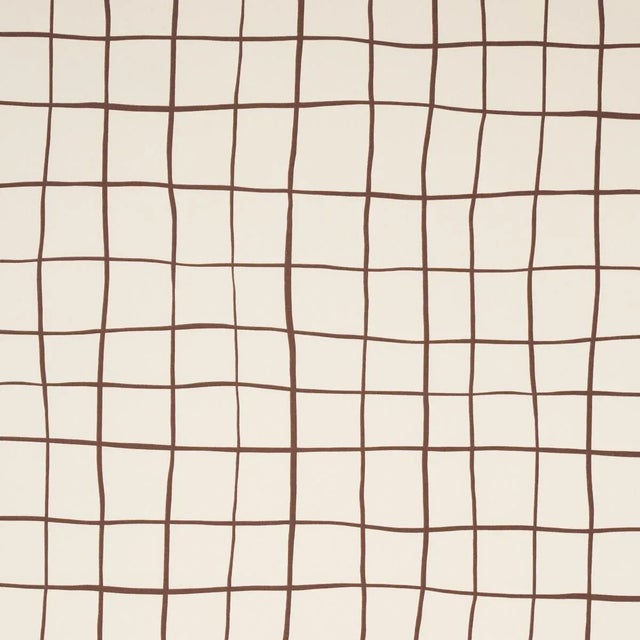 Schumacher X Miles Redd Painterly Windowpane Fabric in Brown For Sale