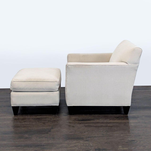 Modern Crate & Barrel Lounge Chair With Ottoman – Modern Cream Upholstery For Sale - Image 3 of 9