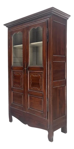 Solid Oak Paneled Back 2 Door Adjustable Shelves Antique Cupboard Blanket Chest