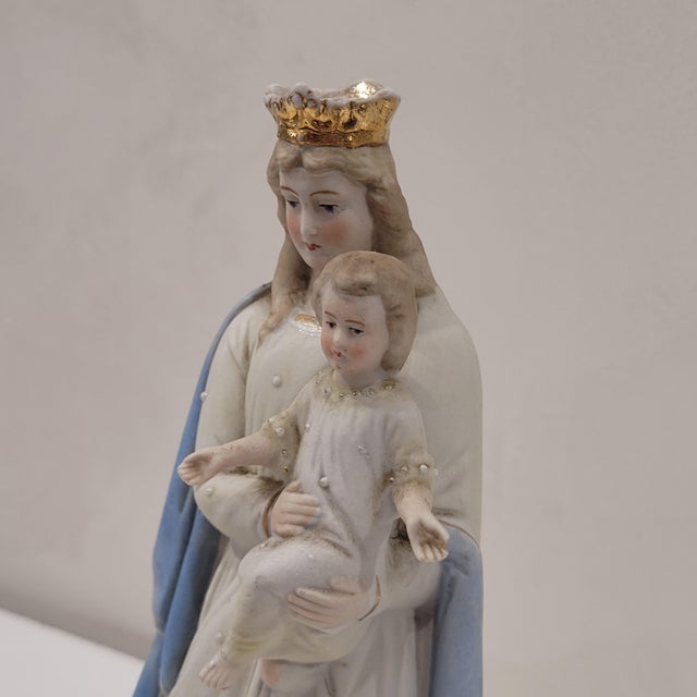 Biscuit Porcelain Virgin with Child Figure, Germany, 1920s For Sale - Image 11 of 17