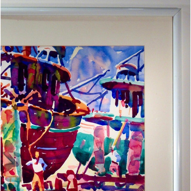 Late 20th Century Allen Daniel (Dan) Burt At The Dock C. 1980 Painting For Sale - Image 5 of 8