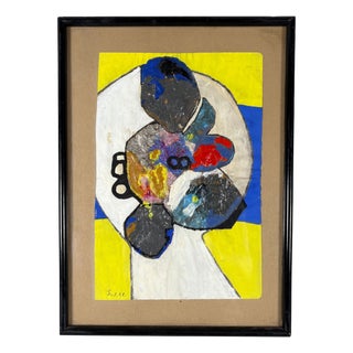 Sonja Sekula, Abstract Composition, 1961, Oil Painting on Paper For Sale