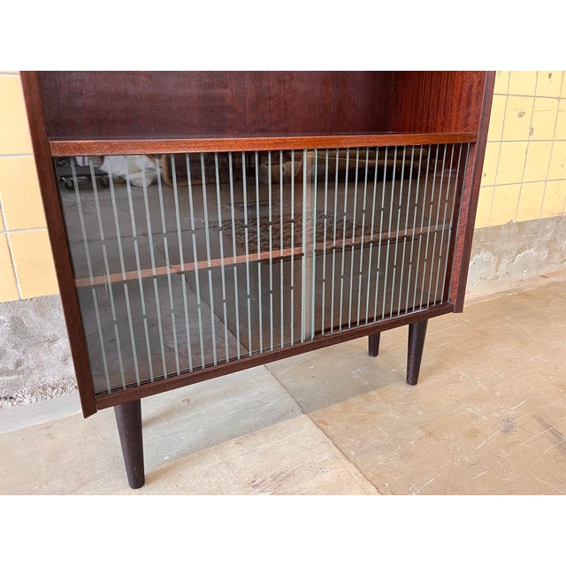 Wood Danish Bookcase with Glass Display, 1960s For Sale - Image 7 of 9