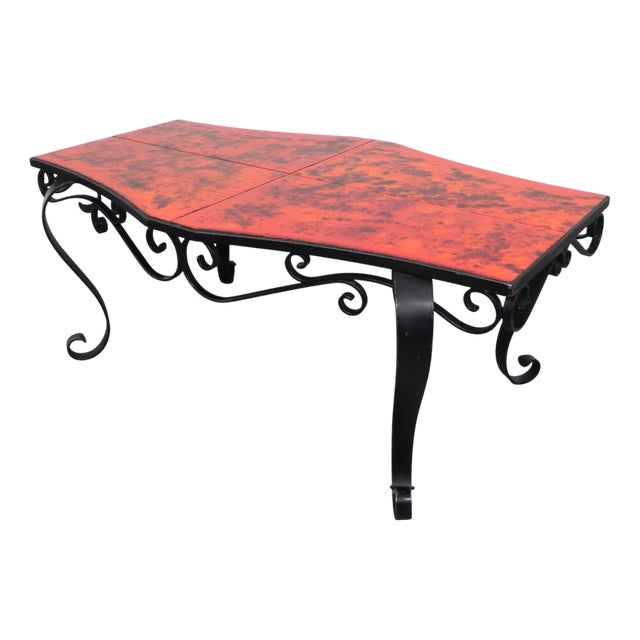 Vintage Coffee Table with Tiles and Steel Frame, 1960s For Sale