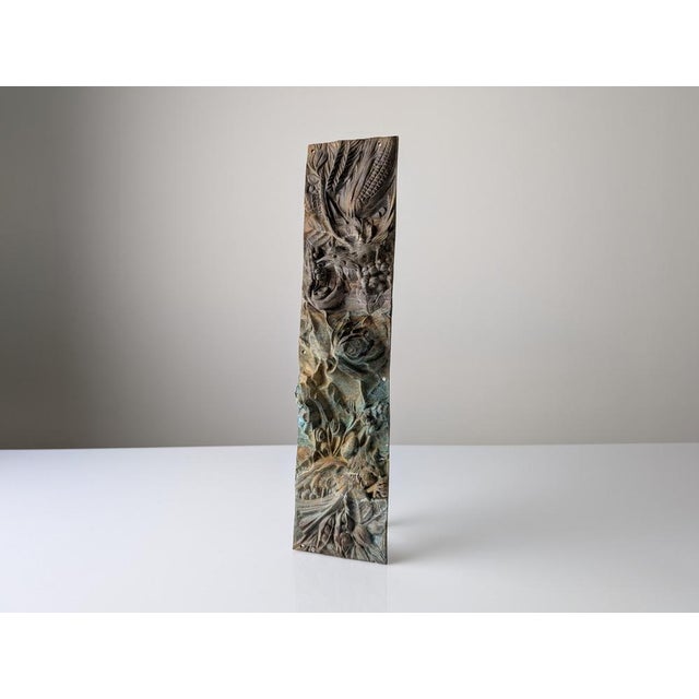 Metal Antique Bronze Relief of Nature and Birds, 1900s For Sale - Image 7 of 11