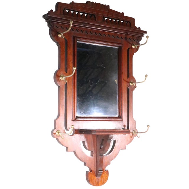 Victorian Eastlake Aesthetic Movement Wall Mirror Hat Rack C. 1880's For Sale - Image 15 of 15