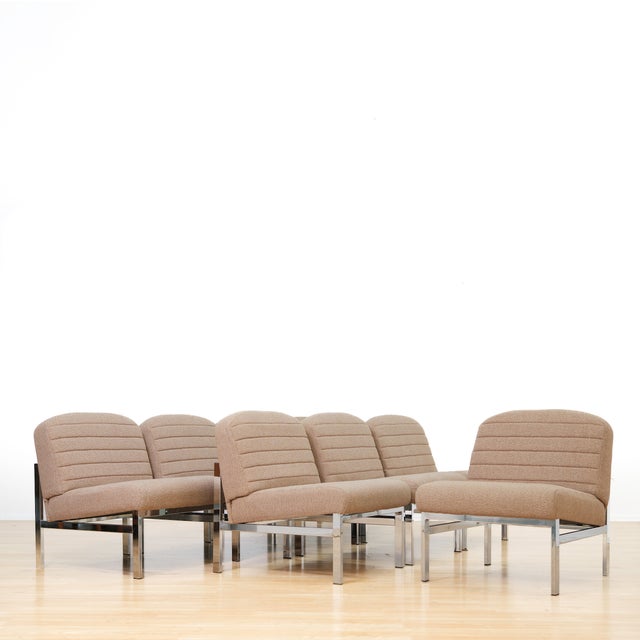 Set of Eight British Mid-Century Modern Chrome-Framed Modular Lounge Chairs For Sale - Image 9 of 16