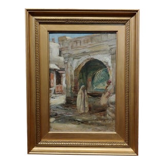 Robert Alexander Scene at a Fountain in Tangier-1920s Oil Painting For Sale