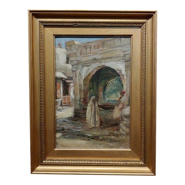 Robert Alexander Scene at a Fountain in Tangier-1920s Oil Painting For Sale