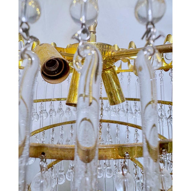 Mid 20th Century Gold Frame Layered Chandelier For Sale In New York - Image 6 of 9