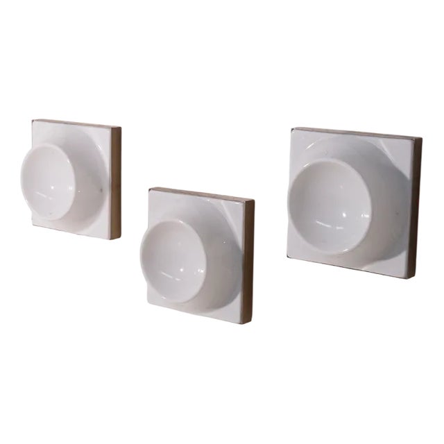 Italian Space Age Brass Wall Sconces, 1970s, Set of 3 For Sale