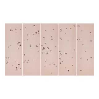 36“*100”/Panel, Modern Whimsical Butterfly Mural Wallpaper in Pink For Sale