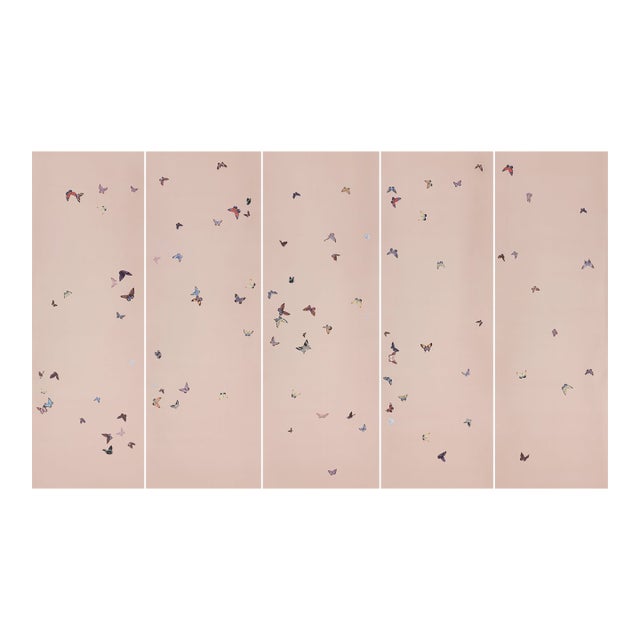 36“*100”/Panel, Modern Whimsical Butterfly Mural Wallpaper in Pink For Sale