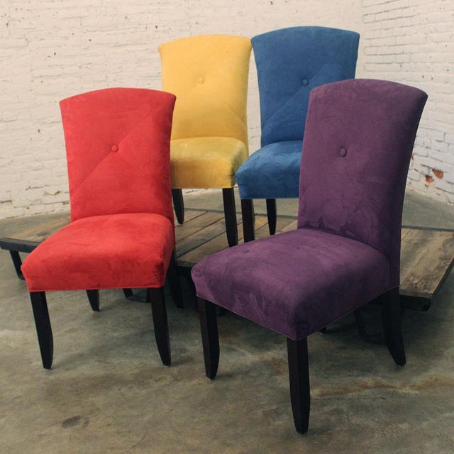 Bold & Bright Ultra Suede Dining Chairs - Set of 4 | Chairish (640 x 640 Pixel)