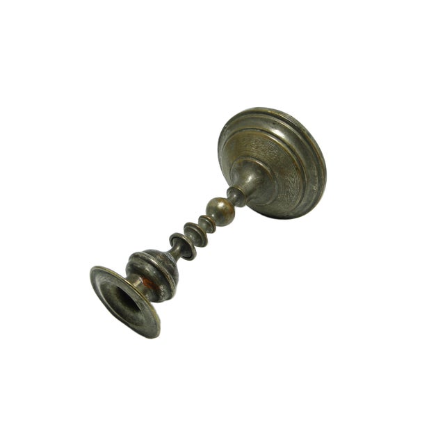 Metal Eclectic Gilloched Candlestick, 1900s For Sale - Image 7 of 13