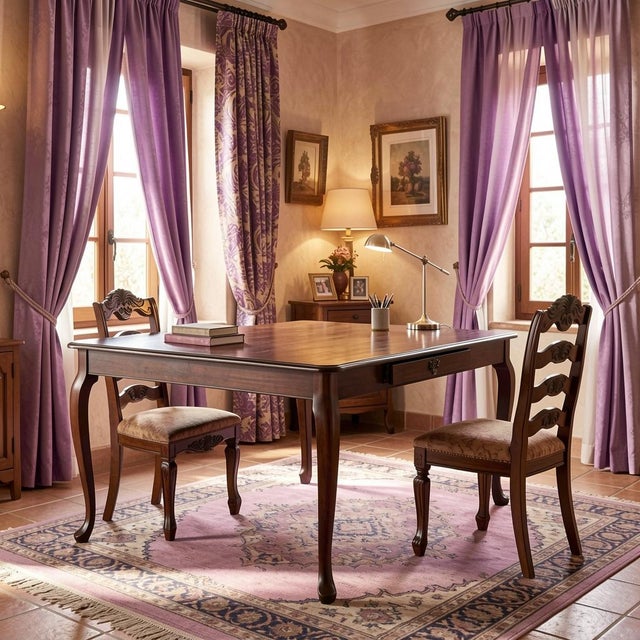 1970s 1970s The Dualist Atelier: Grand Partners Office Suite With Matching Queen Anne Writing Desks & Sculptural Mediterranean Carved Chairs For Sale - Image 5 of 13
