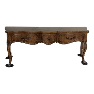 1970s Mastercraft Burled Wood Console Table