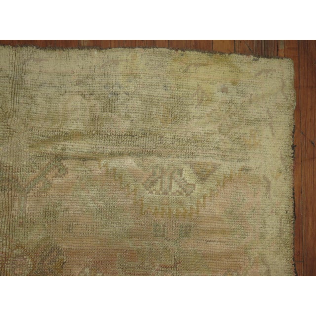 Contemporary Antique Oushak Pale Rug For Sale - Image 3 of 6