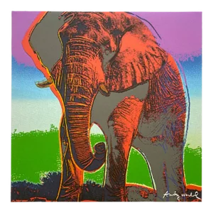 Andy Warhol Vintage 1986 Limited Edition Endangered Species Large Fine Art Lithograph Print " African Elephant " 1983
