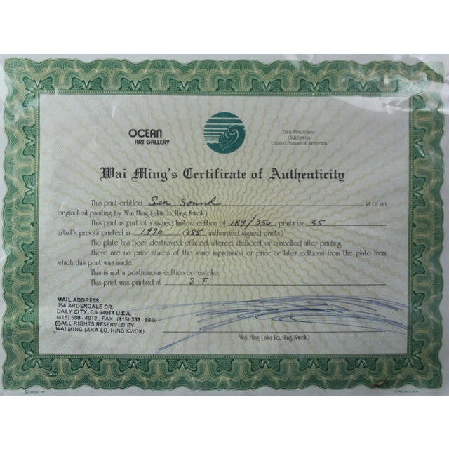 1990s Wai Ming "Sea Sounds" Signed & Numbered Lithograph Print W Coa For Sale - Image 9 of 12
