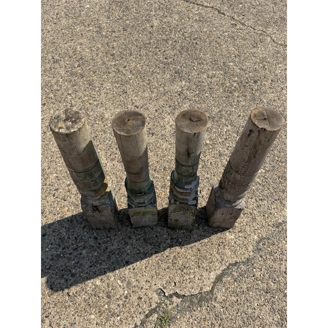 Antique French Farmhouse Turn Carved Wooden Baluster Spindle Table Legs Set of 4 For Sale - Image 9 of 17