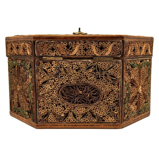 Antique 18th Century Georgian Mahoghany Paper Scroll Work Tea Caddy Box 1780 For Sale - Image 9 of 12