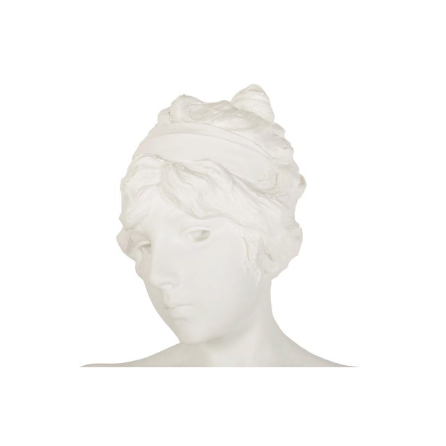 Ceramic French Parian Porcelain Bust of “Tanagra” After Emmanuel Villanis Ca. 1890 For Sale - Image 7 of 12