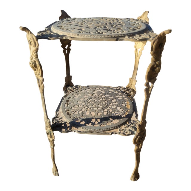 Antique Two Tier Metal Stand For Sale