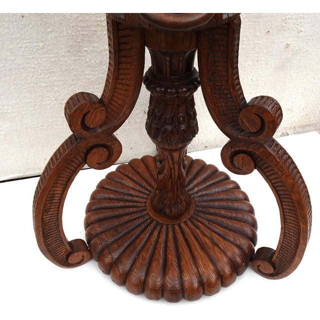 Renaissance Revival Carved Ringed Lion Head Plant Stand Display, 1940s For Sale - Image 16 of 17