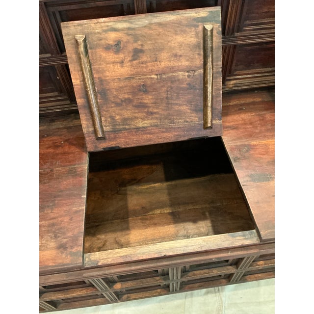 Antique Victorian Edwardian Revival Paneled Settle, Storage Settle, Monks Bench For Sale - Image 15 of 17