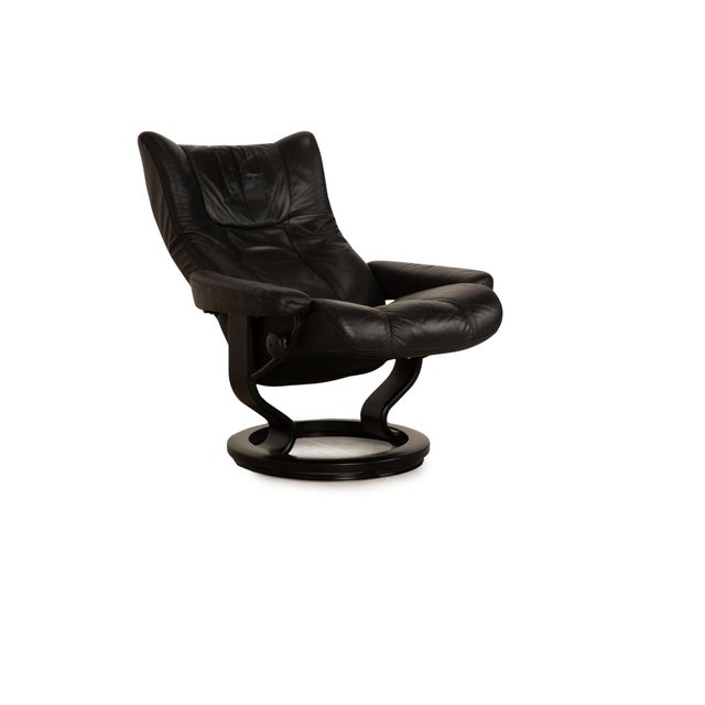 Modern Wing Lounge Chair with Stool in Leather from Stressless, Set of 2 For Sale - Image 3 of 11