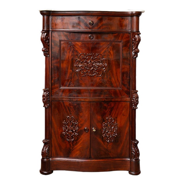 Antique 19th Century Louis Philippe Neapolitan Mahogany Secretary Desk For Sale