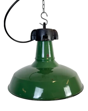 Industrial Green Enamel Factory Pendant Lamp, 1960s