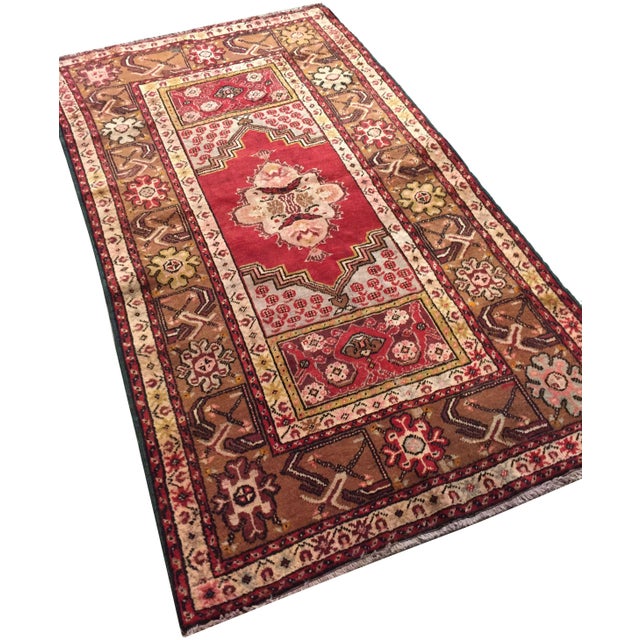 1940s Vintage Turkish Oushak Area Rug 3ft 7inb X 6ft 4in For Sale - Image 5 of 8